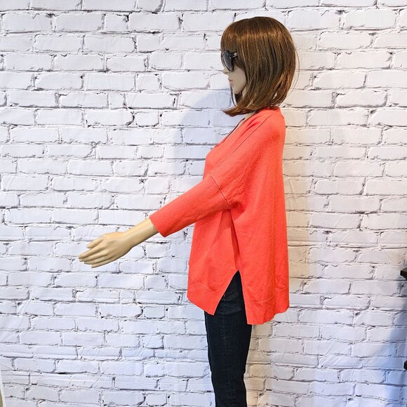 ANN TAYLOR - Silk blend - Comfy orange pullover v-neck dolman sweater - Picture 6 of 8